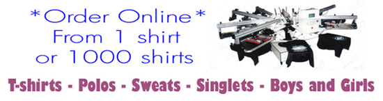 Order online from 1 shirt or 1000 shirts - T-Shirts - Polos - Sweats - Singlets - Boys and Girls