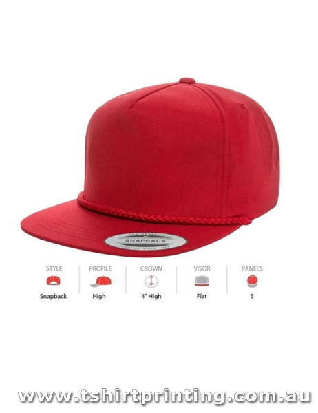 Yupoong Flat Peak Poplin Golf Snapback Cap