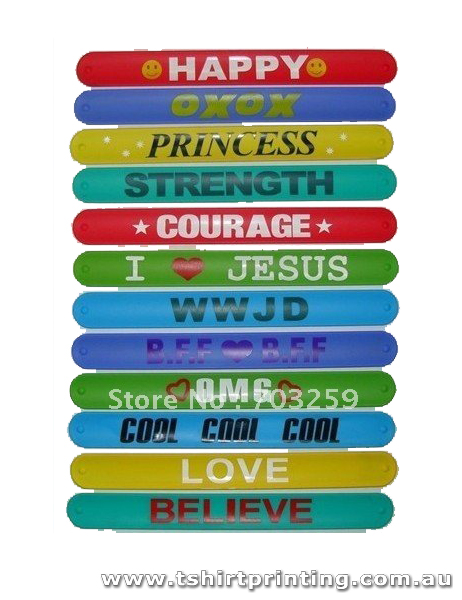 Silicone Name Print Colored Slap Bands