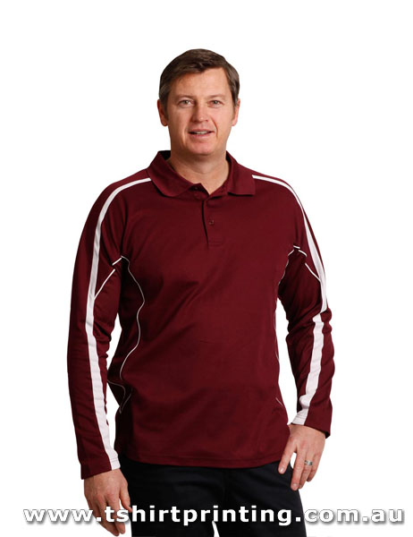 P128LM Winning Spirit Men's TrueDry Fashion Long Sleeve Polo