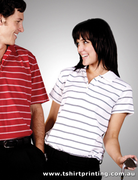 P91W Ladies Striped Cotton Pique Polo