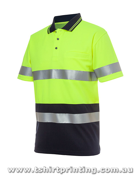 W09P Johnny Bobbin Hi Vis (D+N) S/S Traditional Polo