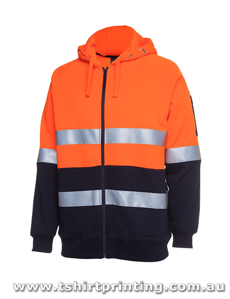 W11H Johnny Bobbin Hi Vis (D+N) Full Zip Fleecy Hoodie