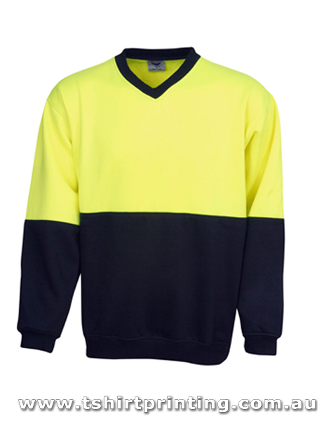 W159F Blue Whale Hi Vis Fleecy Sweat, V-neck