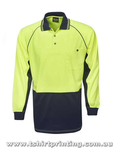 W180LP Blue Whale Hi Vis Cooldry Raglan Long leeve Polo