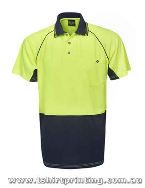 W181P Blue Whale Hi Vis Cooldry Raglan Sleeve Polo S/S