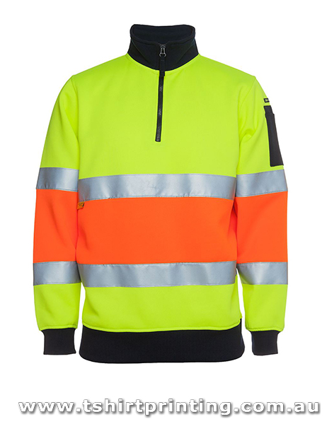 W18H Johnny Bobbin Hi Vis 1/2 Zip (D+N) Fleecy Sweatshirt