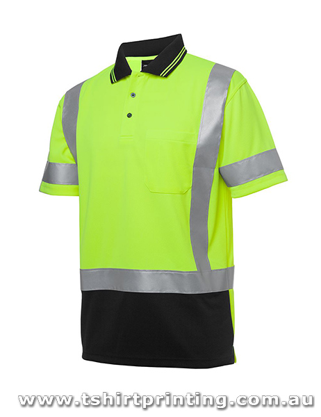 W36P Johnny Bobbin Hi Vis S/S D+N H Pattern Trad Polo