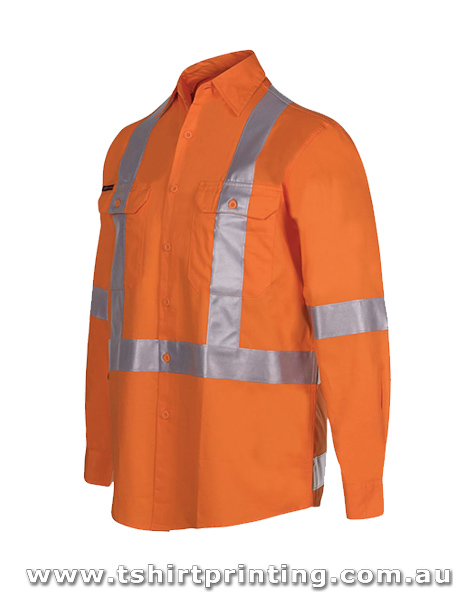W91LP Johnny Bobbin Hi Vis (D+N) L/S Cross Back Tape Shirt