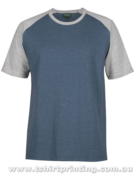 T150M Colours of Cotton Contrast Raglan Sleeve Tee